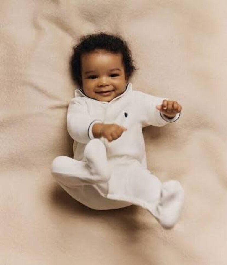 Petit Bateau Petit Bateau Pyjama effen Fluweel - Kraag