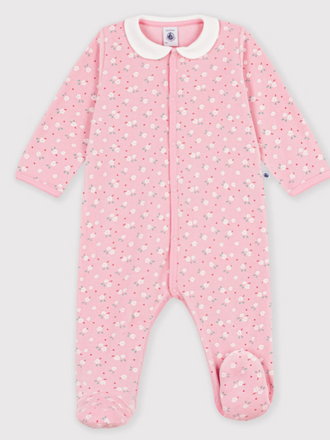 Petit Bateau Petit Bateau Pyjama Fluweel - Roze Bloemenprint