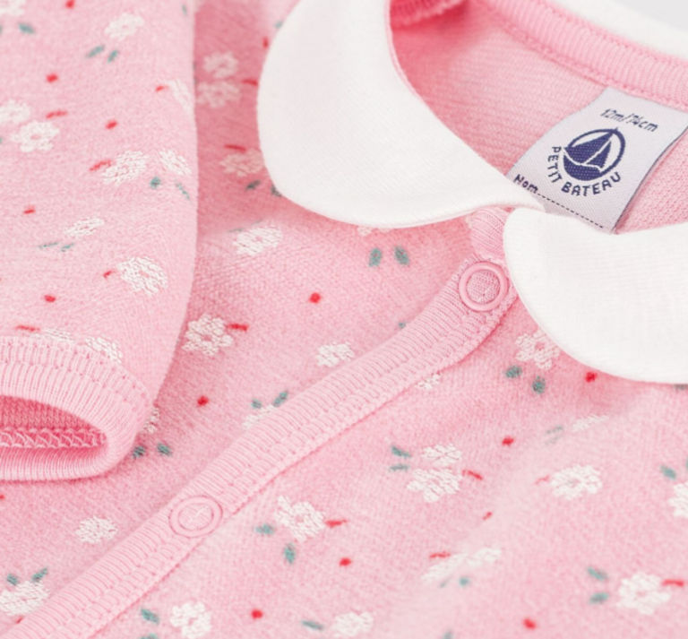 Petit Bateau Petit Bateau Pyjama Fluweel - Roze Bloemenprint