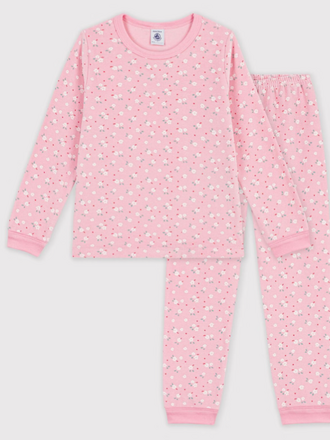 Petit Bateau Petit Bateau Pyjama Fluweel - Roze Bloemenprint