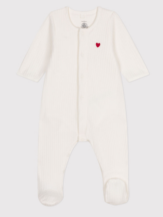 Petit Bateau Petit Bateau Pyjama Fluweel - Wit met body