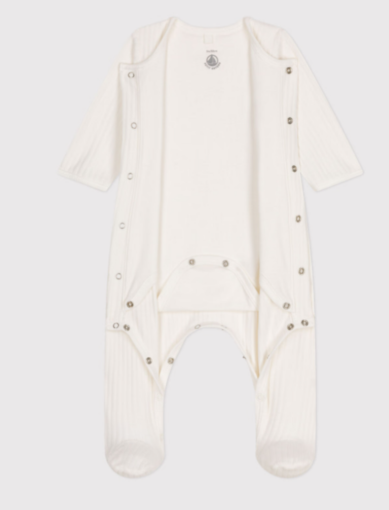 Petit Bateau Petit Bateau Pyjama Fluweel - Wit met body