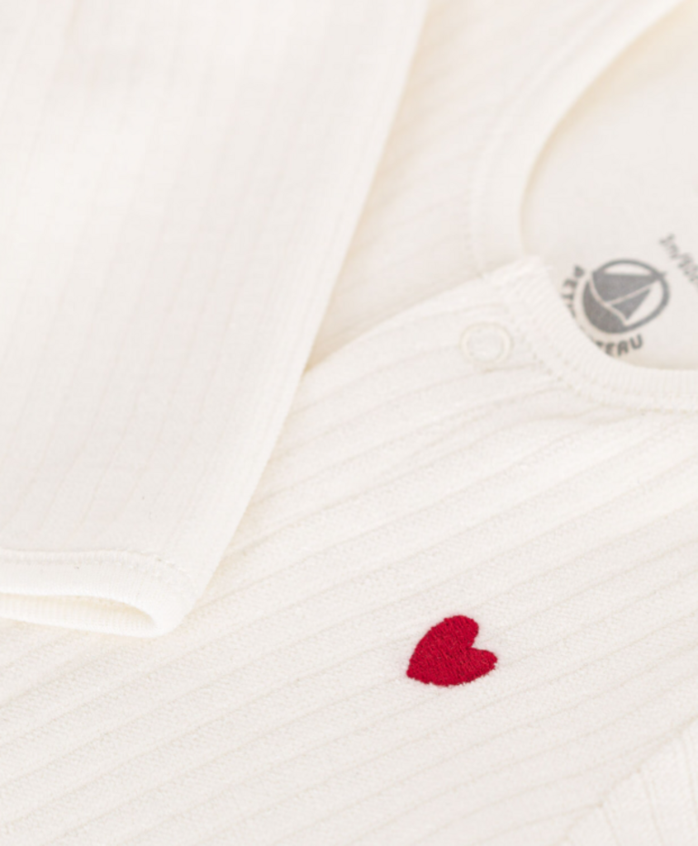 Petit Bateau Petit Bateau Pyjama Fluweel - Wit met body