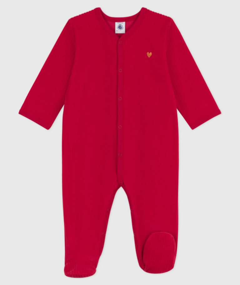 Petit Bateau Petit Bateau Pyjama Fluweel - Rood