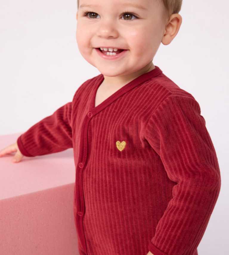 Petit Bateau Petit Bateau Pyjama Fluweel - Rood