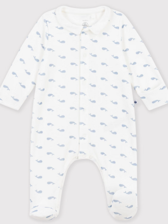 Petit Bateau Petit Bateau Pyjama Fluweel - Walvisprint