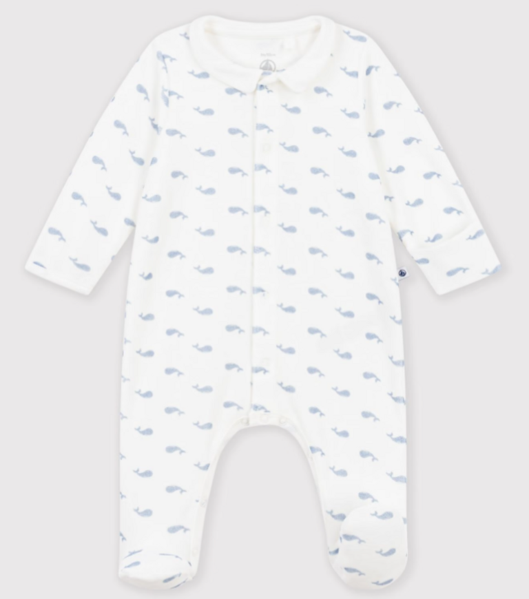 Petit Bateau Petit Bateau Pyjama Fluweel - Walvisprint