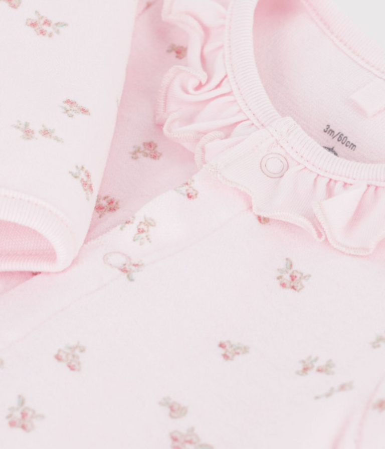 Petit Bateau Petit Bateau Pyjama Fluweel - Bloemenprint