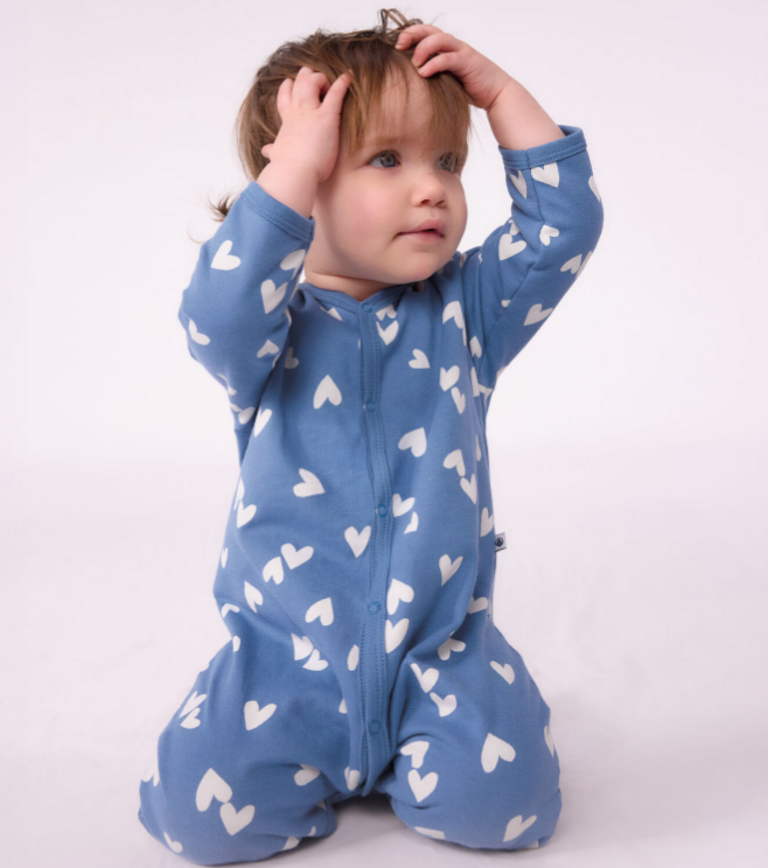 Petit Bateau Petit Bateau Pyjama Fleece - Hartjes blauw