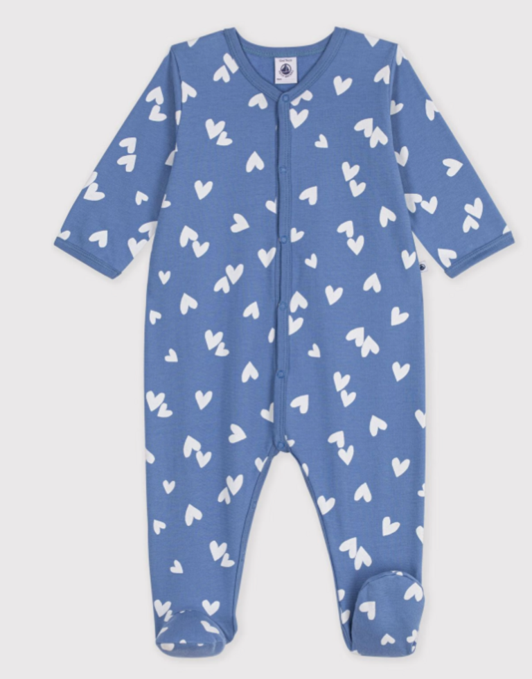 Petit Bateau Petit Bateau Pyjama Fleece - Hartjes blauw