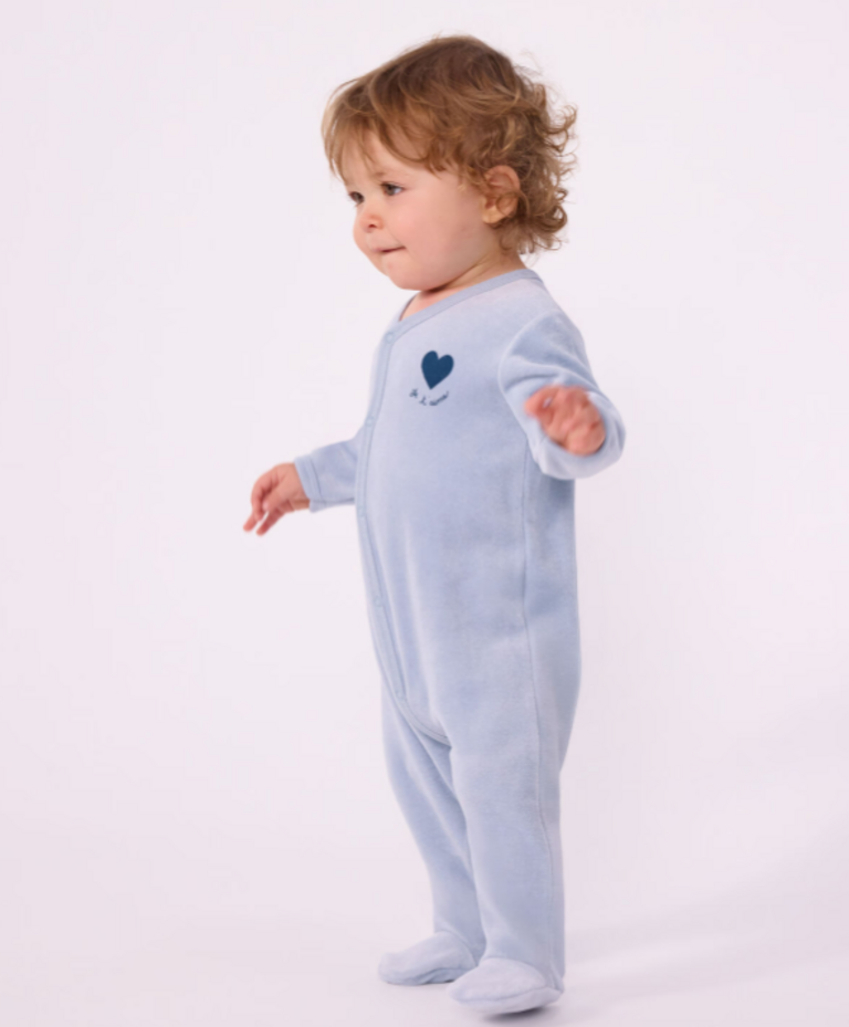 Petit Bateau Petit Bateau Pyjama Velours - Effen met hartje