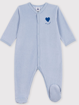 Petit Bateau Petit Bateau Pyjama Velours - Effen met hartje