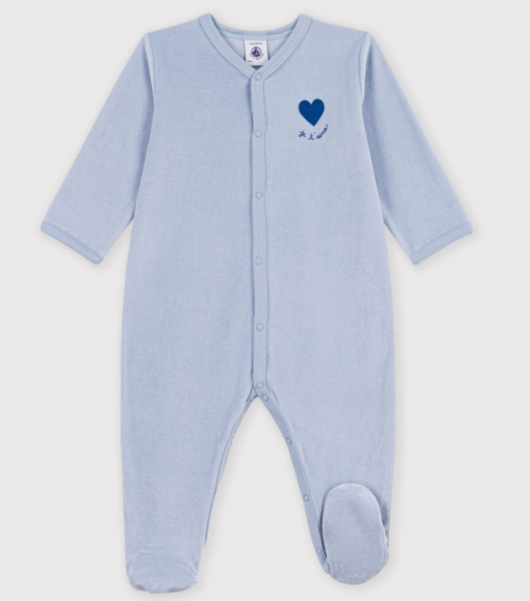 Petit Bateau Petit Bateau Pyjama Velours - Effen met hartje