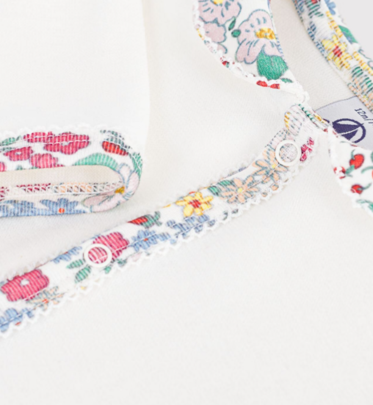Petit Bateau Petit Bateau Pyjama Fluweel - Kraag met bloemenprint