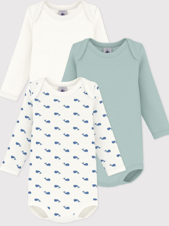Petit Bateau Petit Bateau 3 Body's - Groen walvis