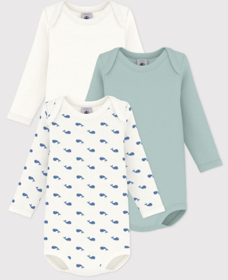 Petit Bateau Petit Bateau 3 Body's - Groen walvis