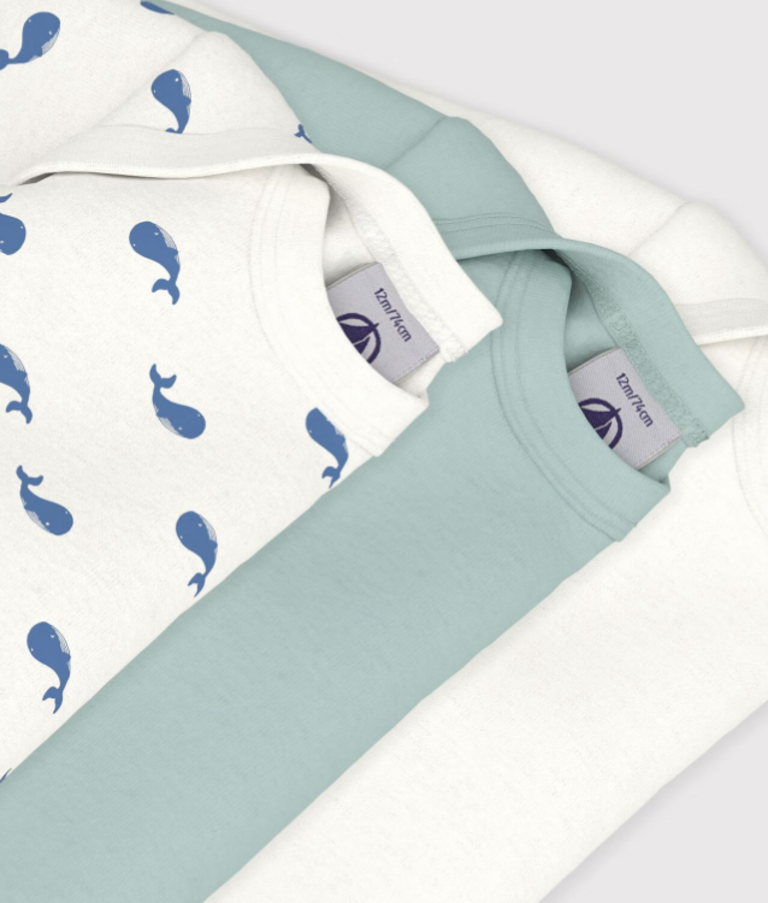 Petit Bateau Petit Bateau 3 Body's - Groen walvis