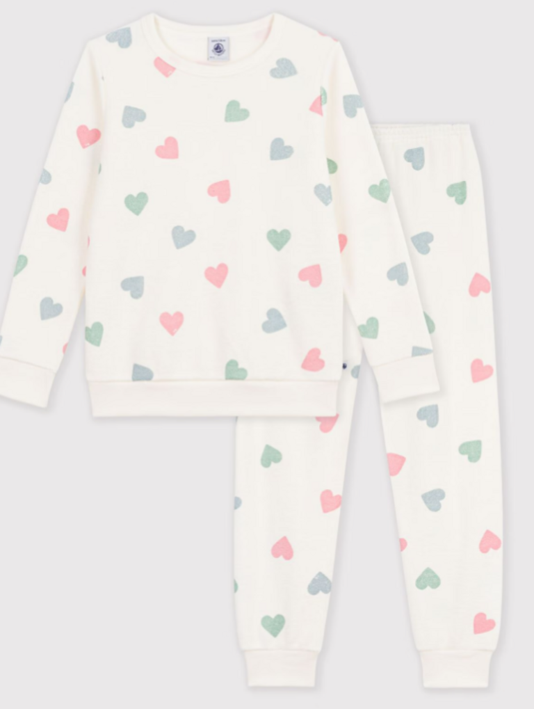Petit Bateau Petit Bateau Pyjama Badstof - Hartjes