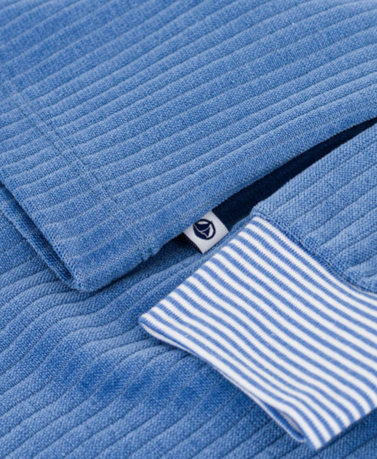 Petit Bateau Petit Bateau Pyjama ribstof - Blauw