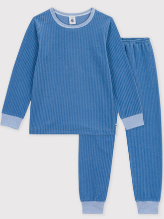 Petit Bateau Petit Bateau Pyjama ribstof - Blauw