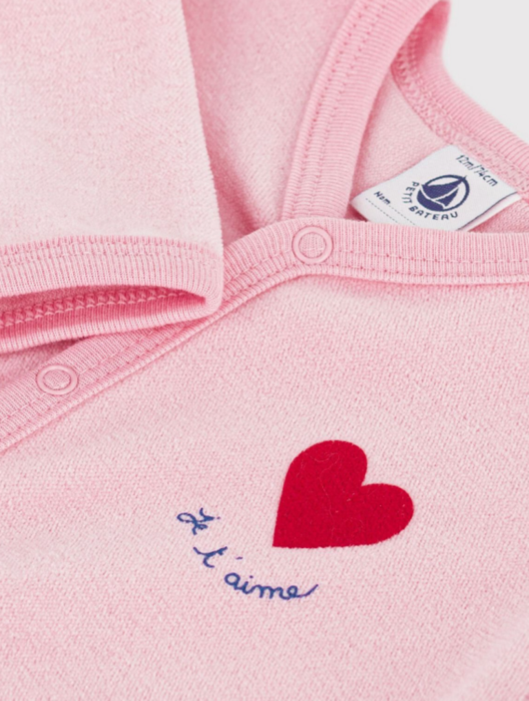 Petit Bateau Petit Bateau Pyjama verlours - Roze met hartje