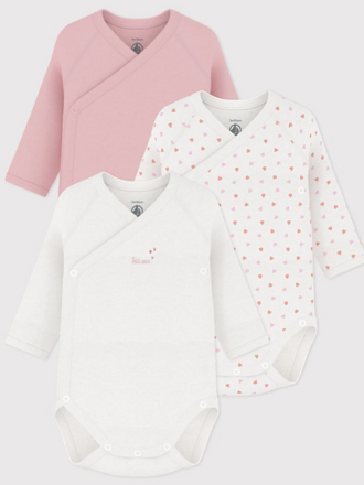 Petit Bateau Petit Bateau 3 Bodies - Lange mouw roze