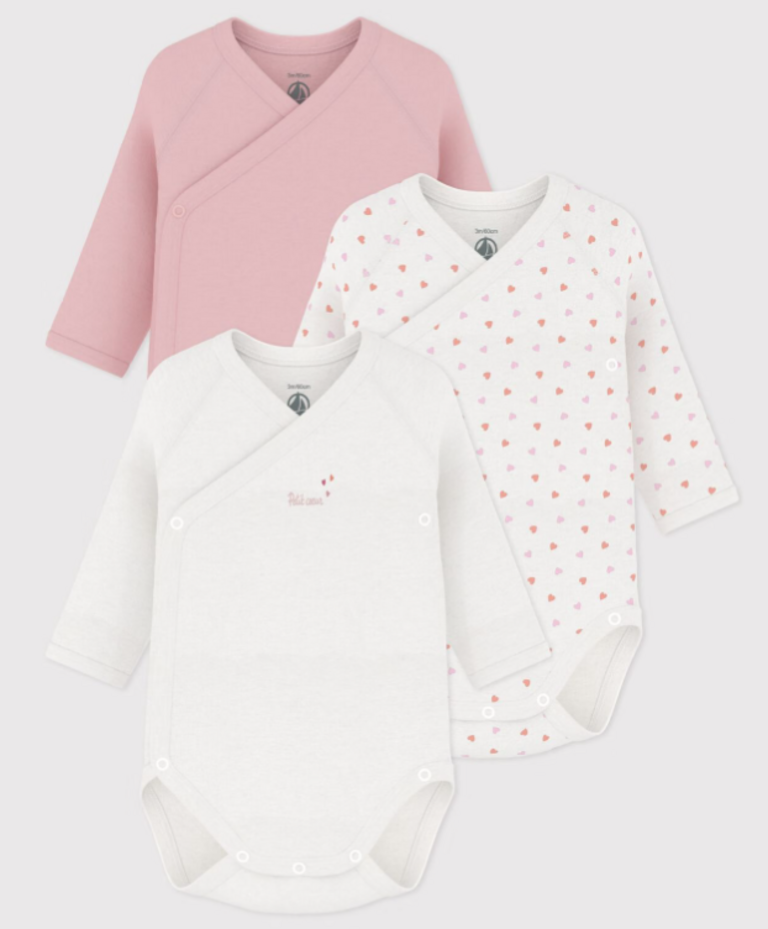 Petit Bateau Petit Bateau 3 Bodies - Lange mouw roze