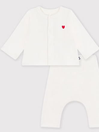 Petit Bateau Petit Bateau Babyset effen - Wit