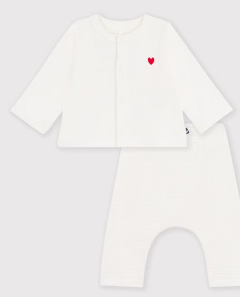 Petit Bateau Petit Bateau Babyset effen - Wit