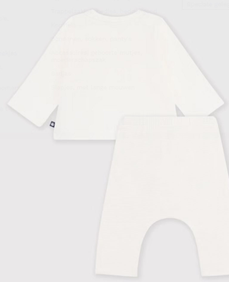 Petit Bateau Petit Bateau Babyset effen - Wit