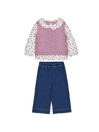 Mayoral Mayoral Attached vest pants set       - violet mix