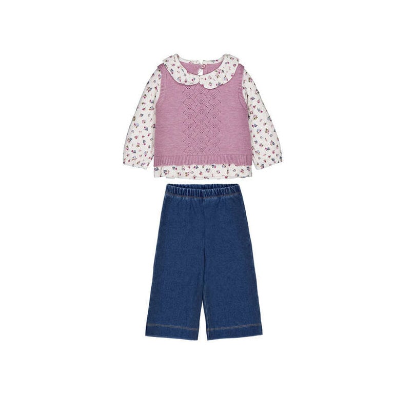 Mayoral Mayoral Attached vest pants set       - violet mix