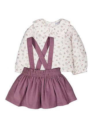 Mayoral Mayoral Skirt set w/ suspenders       - Violet
