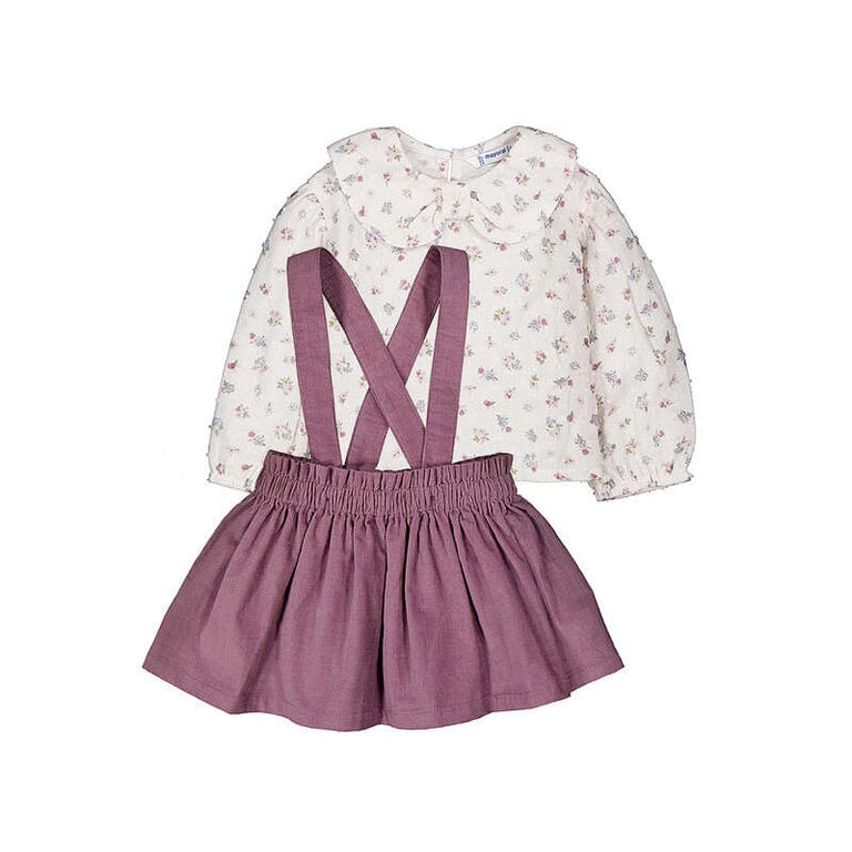 Mayoral Mayoral Skirt set w/ suspenders       - Violet
