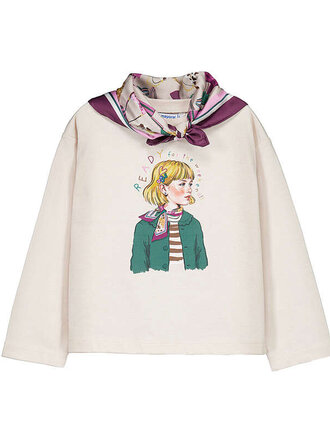 Mayoral Mayoral L/s t-shirt scarf  - Light khak
