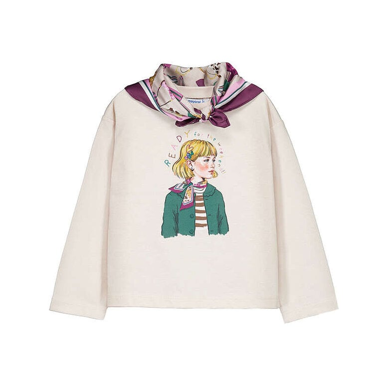 Mayoral Mayoral L/s t-shirt scarf  - Light khak