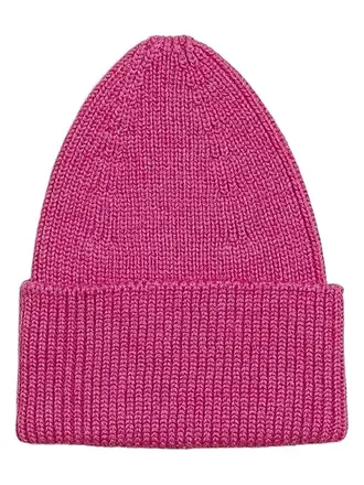 Hvid Hvid Beanie - Fushia