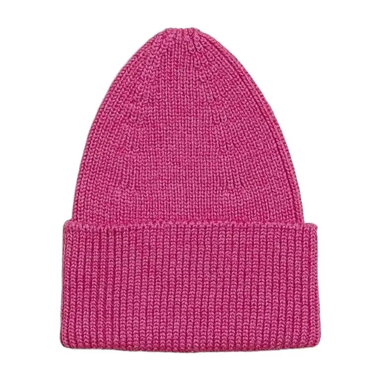 Hvid Hvid Beanie - Fushia