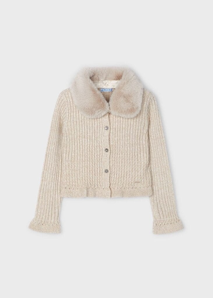 Mayoral Mayoral Faux fur collar cardigan      - H. Quartz