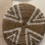 Rieten mendong placemat/onderbord/wandbord wit naturel  "zon"