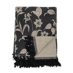 Bloomingville Plaid zwart/beige bloemen Bloomingville