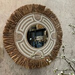 Earthware Prachtige ronde spiegel met schelpen en gras