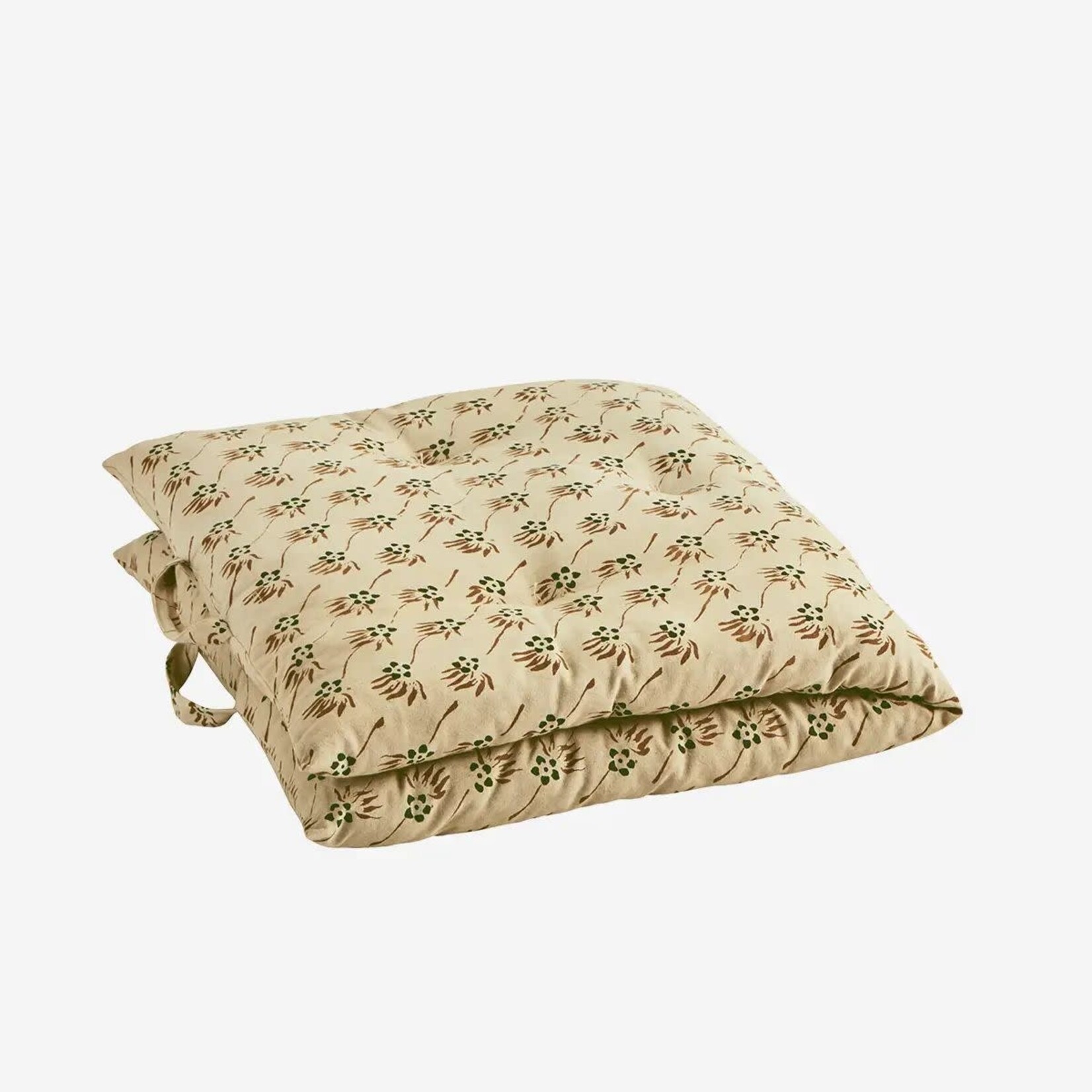 Madam Stoltz Printed cotton mattress/matras Ecru, sienna, green