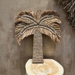 Palmboom Wanddecoratie raffia en schelpen 50cm