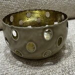 Metalen waxinelicht beige met gaten  L