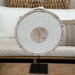 Schelpen standaard met schelp en witte kralen