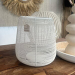 Metalen windlicht room wit 24,5 cm