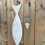 Wit metalen opgewerkte vis 12x3x52cm