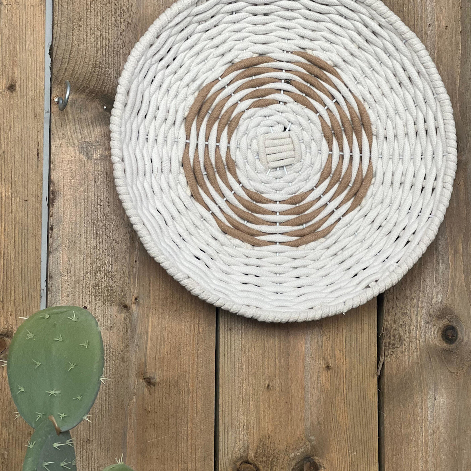 Wit met Beige wandbord 40 cm