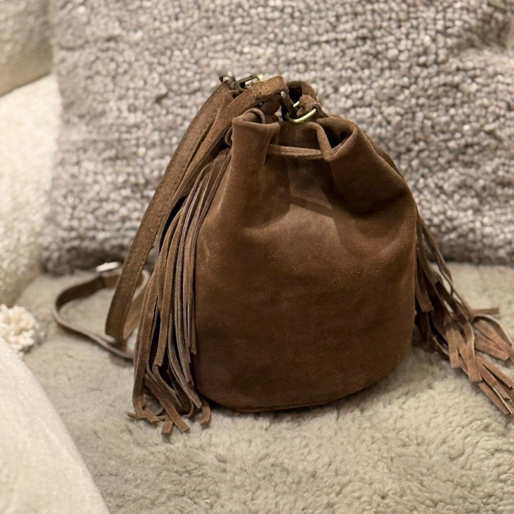 Silvie suede tas  bruin